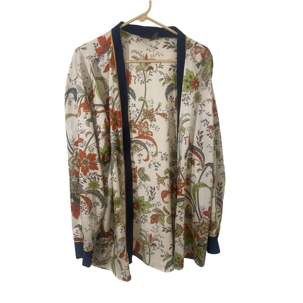Asos Satin Floral Paisley Kimono Cardigan Open Front XL Botanical Whimsy NEW